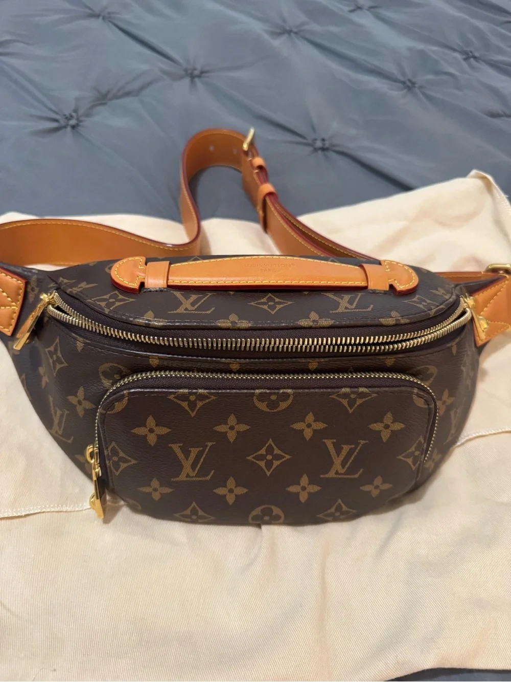Louis Vuitton Monogram Canvas Belt Bag with Tan Trim